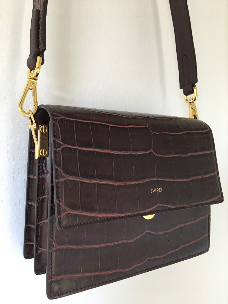 mini flap bag brown croc